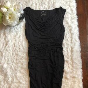 Stylish Black Ruched Dress - Perfect for Any Occasion - Size L